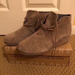 TOMS beige wedge booties